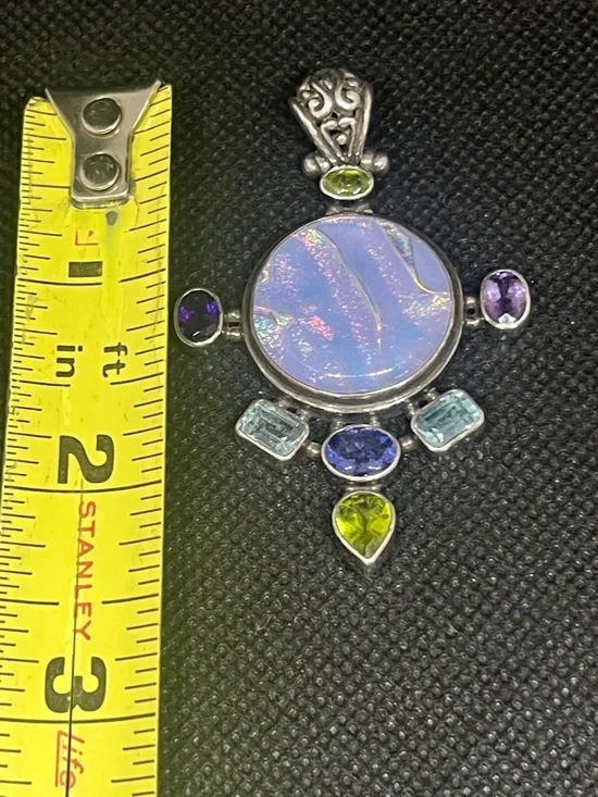 ✨VTG✨925 Dichro & Gemstone Pendant - Picture 5 of 6